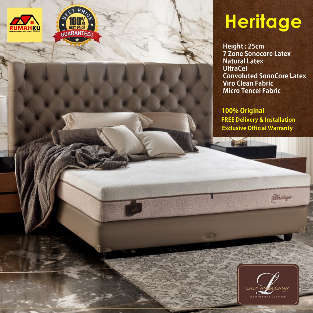 KASUR LADY AMERICANA - KASUR 100% NATURAL LATEX ROYAL HERITAGE - LADY  AMERICANA