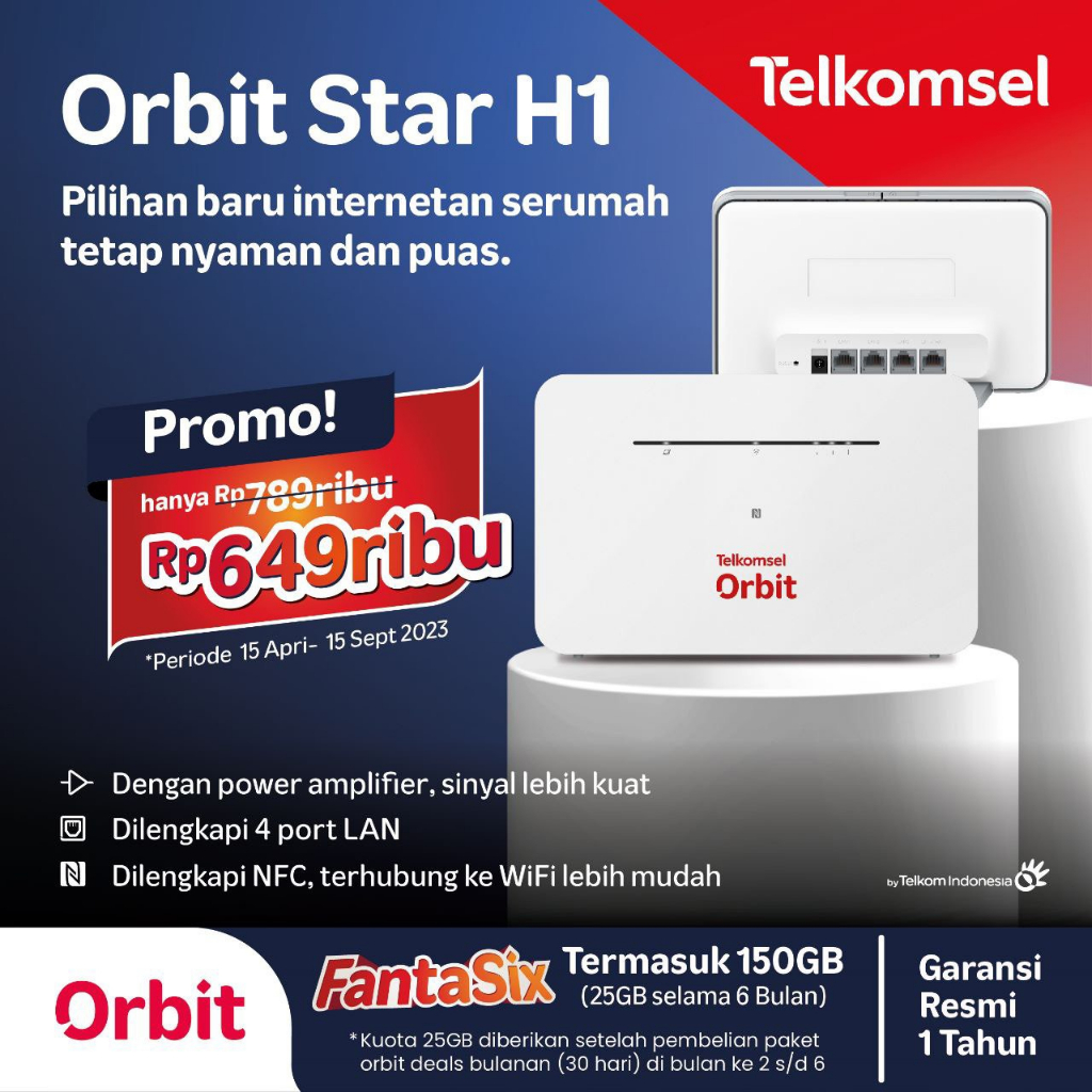 Modem Router Telkomsel Orbit Star H1 Huawei B311 / B311B Free 150GB