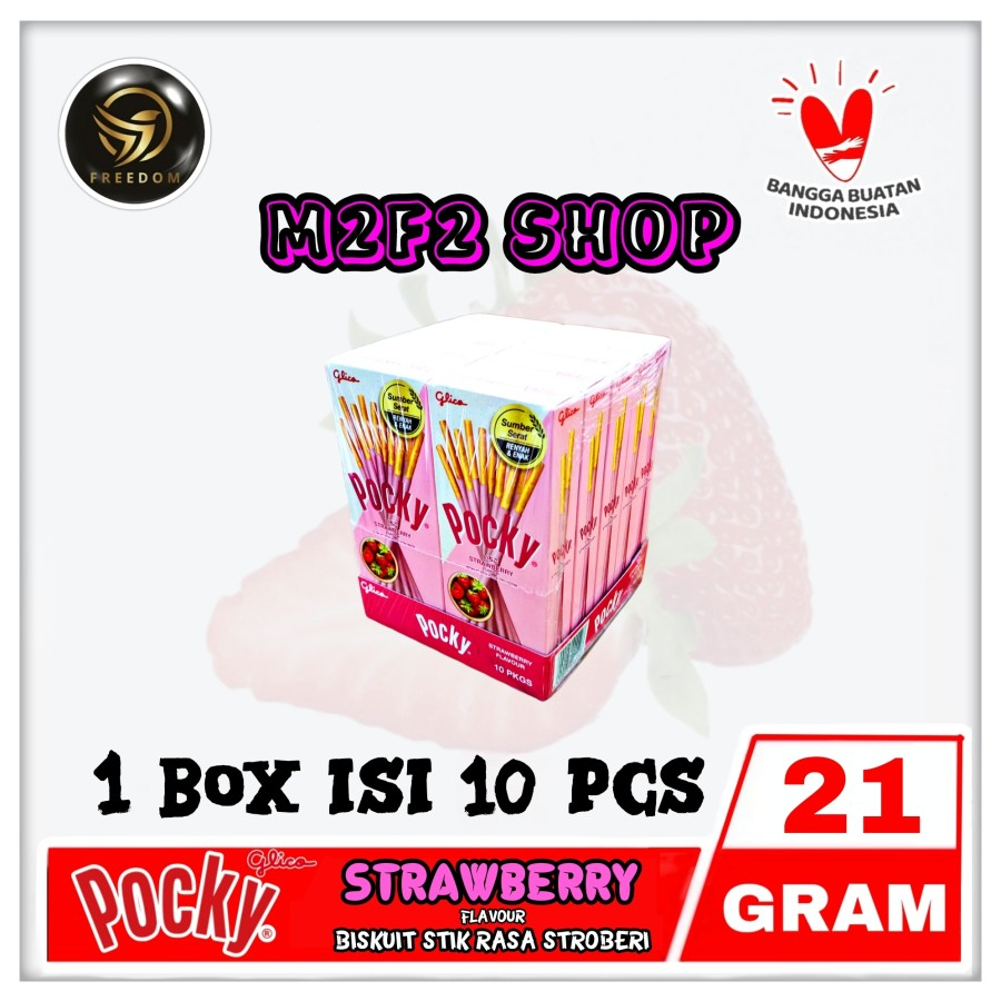 

Glico Pocky Biskuit Stroberi Stik | Strawberry Flavour - 21 gr (Kemasan 1 Box)