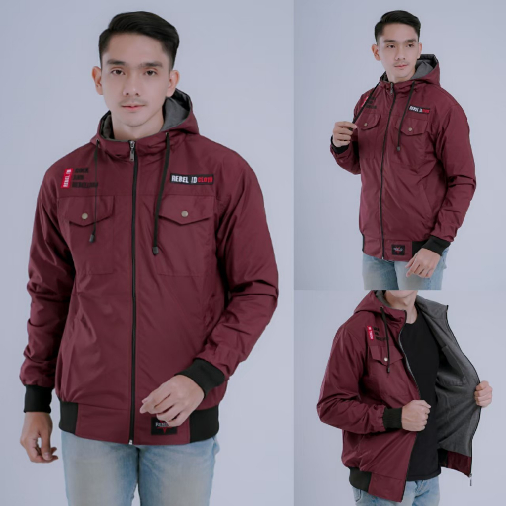 TERLARIS !! AKN Jaket Semi Parka Taslan Original Rebel / Jaket parka / Jaket Motor #BisaCOD