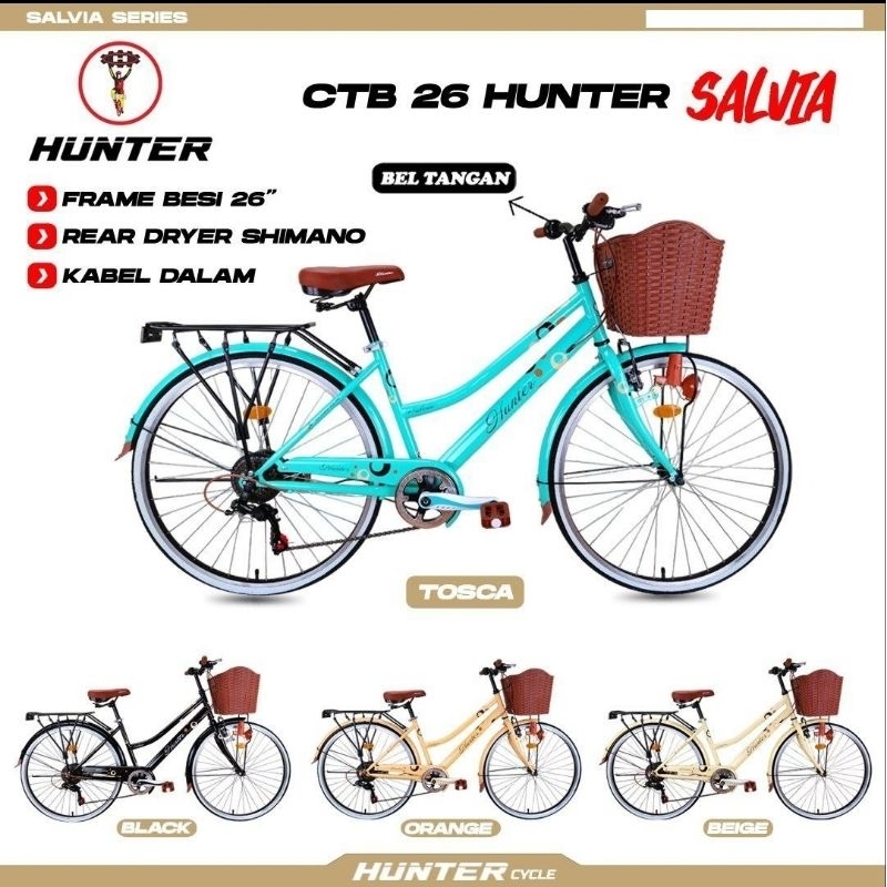 SEPEDA PEREMPUAN DEWASA MINI 26 INCH HUNTER SALVIA OPERAN SHIMANO 7 SPEED MURAH BANGET ASLI ORIGINAL