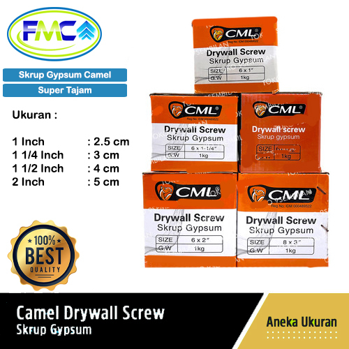 Skrup Gypsum 2cm 3cm 4cm 5cm Camel Original Per 50 pcs Sekrup Gipsum Plafon Baut List GRC Kayu dll