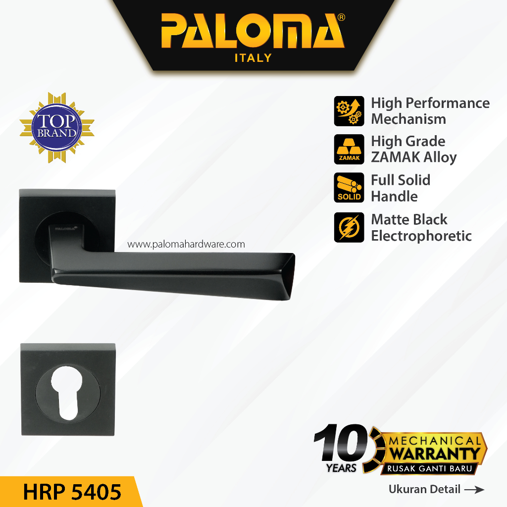 PALOMA HRP 5405 Handle Pintu Roses Gagang Door Lever Zamak Hitam Black
