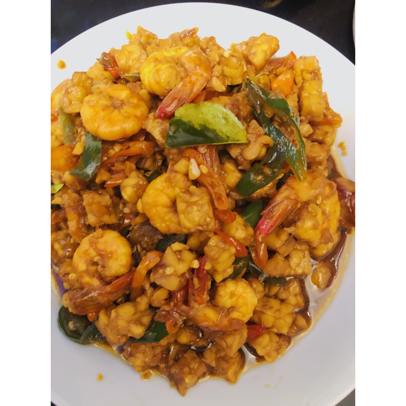 

Orek tempe Udang / Orek tempe cabe hijau dengan udang