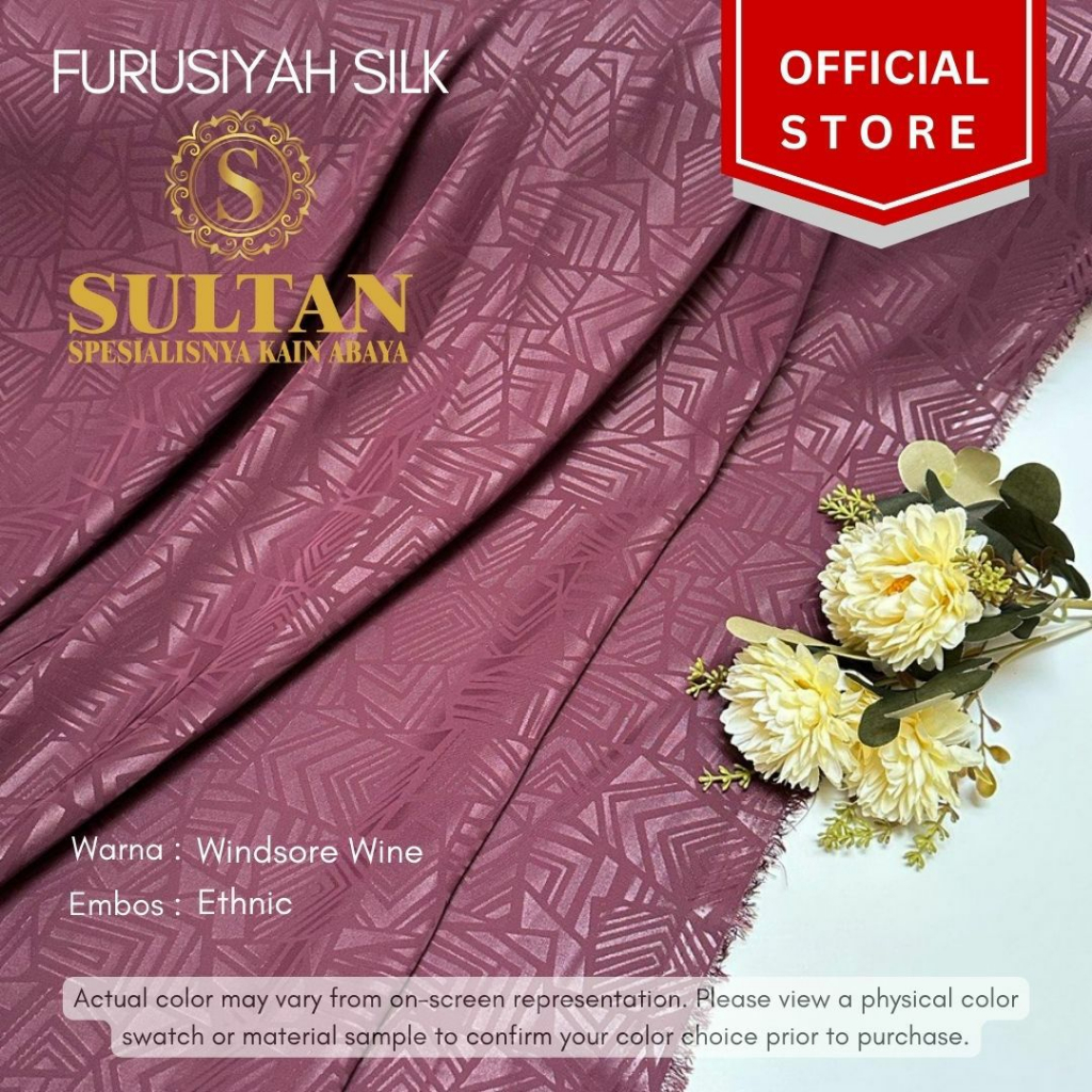 50CM EMBOS ETHNIC FURUSIYAH SILK WINDSORE WINE KAIN ABAYA SULTAN (MEREK LAMA: FURSAN SILK)