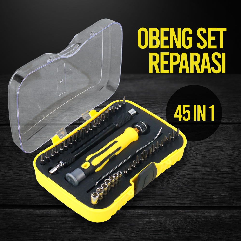 (PROMO) Obeng Set 45 in 1 obeng hp Multifungsi Alat Bongkar Mini Precision Untuk Smartphone Laptop Reparasi / Obeng Hp Set Reparasi Torx 45set Kunci Obeng Set 45 in 1 Reparasi Smartphone Laptop / Obeng Set 45 in 1 Magnetic Tool Kit Lengkap Magnet Service