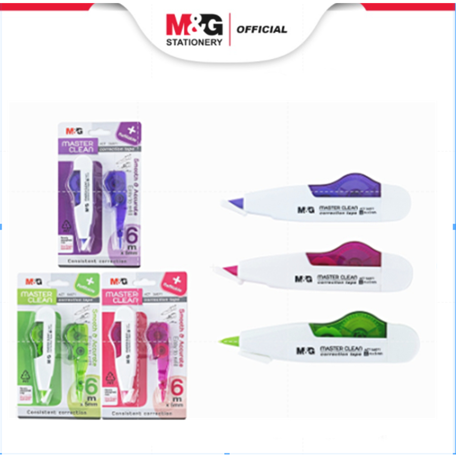 

M&G Correction Tape Tip-ex Kertas Refillable Bisa di Isi Ulang 6M * 5mm GRATIS Refill 3 warna random