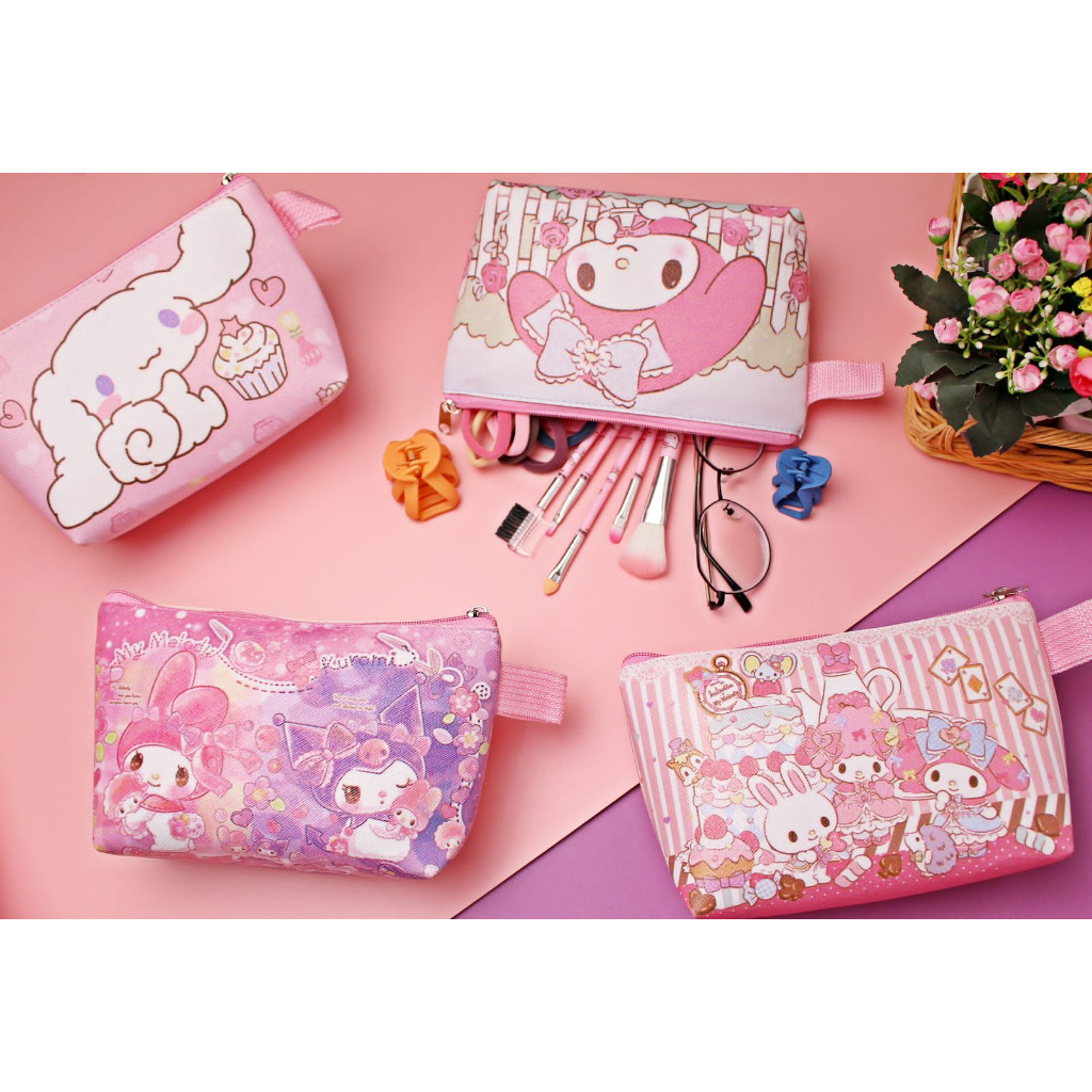 Dompet Kosmetik Besar Motif Sanrio Pouch Hp Uang Tempat Pensil Make Up Travel Serbaguna