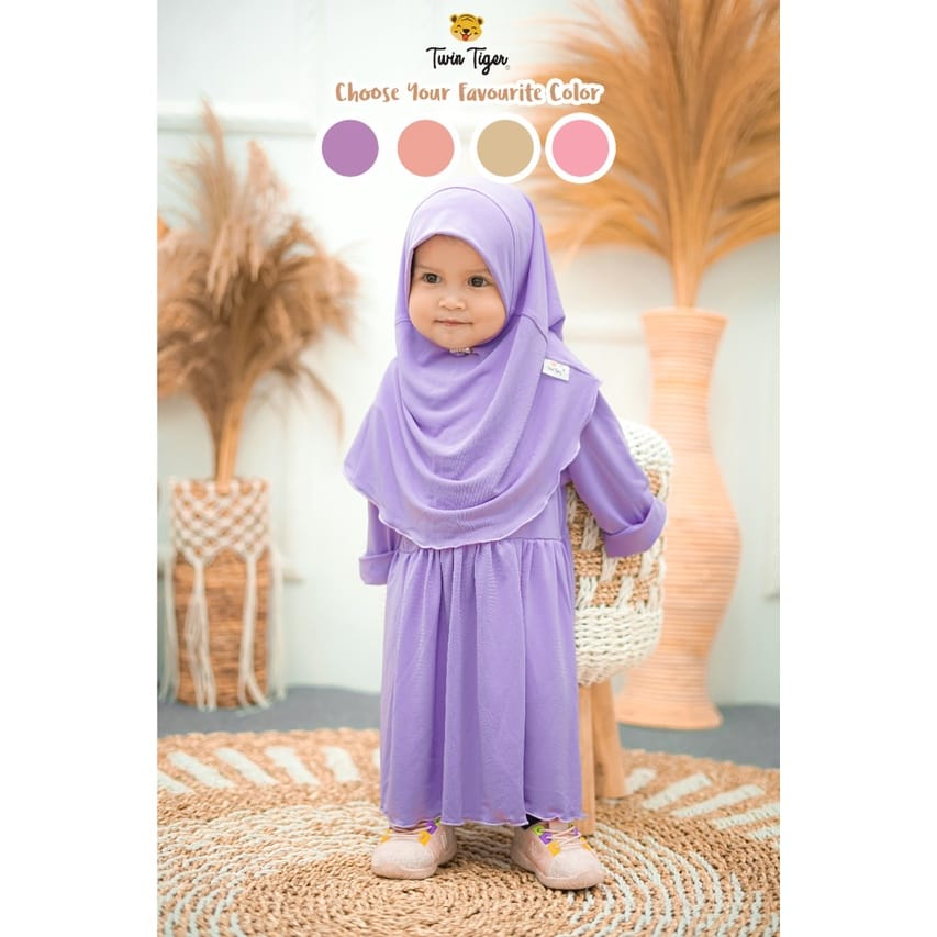 Twin Tiger Amira Gamis Set - Baju Muslim Anak Perempuan (TT-AGS) WARNA RANDOM