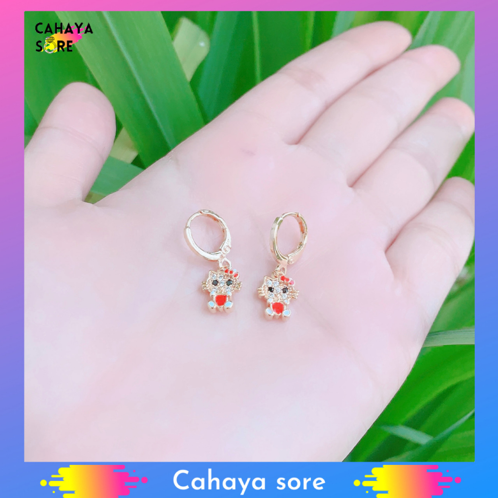 Anting Xuping Gold Anting Anak Model Clip Permata Hellokitty AA11