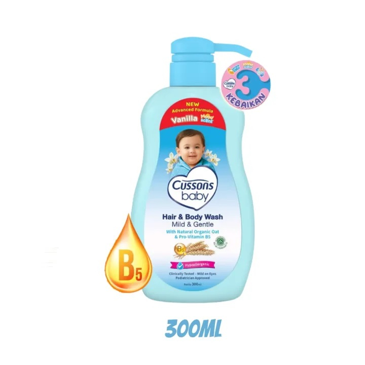 SABUN CUSSONS BABY HAIR &amp; BODY MILLD &amp; GENTLE 300ML BOTOL