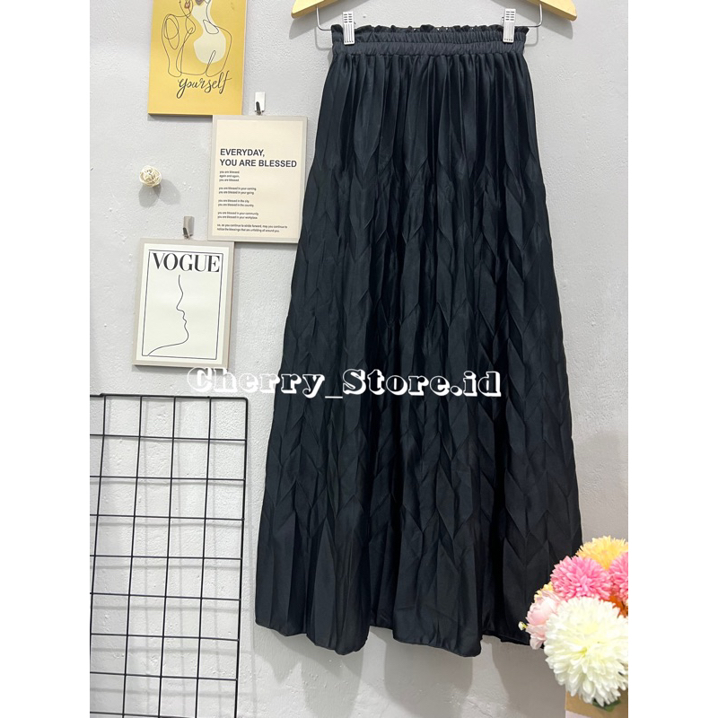 Cherry_FOXY04 | Pleated skirt FOXY PREMIUM | rok plisket daun padi wanita | rok muslim