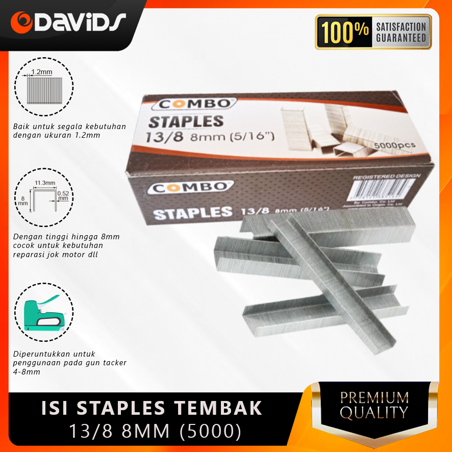 Isi Staples Tembak Gun Tacker Stapler Setaples Refill 8mm 13/8 Combo