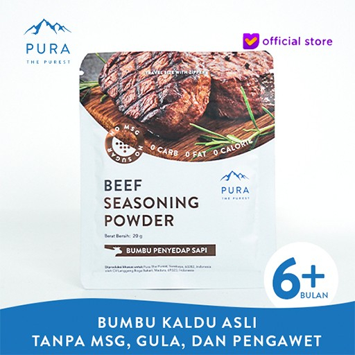 

Pura Seasoning Kaldu Sapi Asli Kaldu Mpasi Non Msg Tanpa Gula 20gr & 100gr