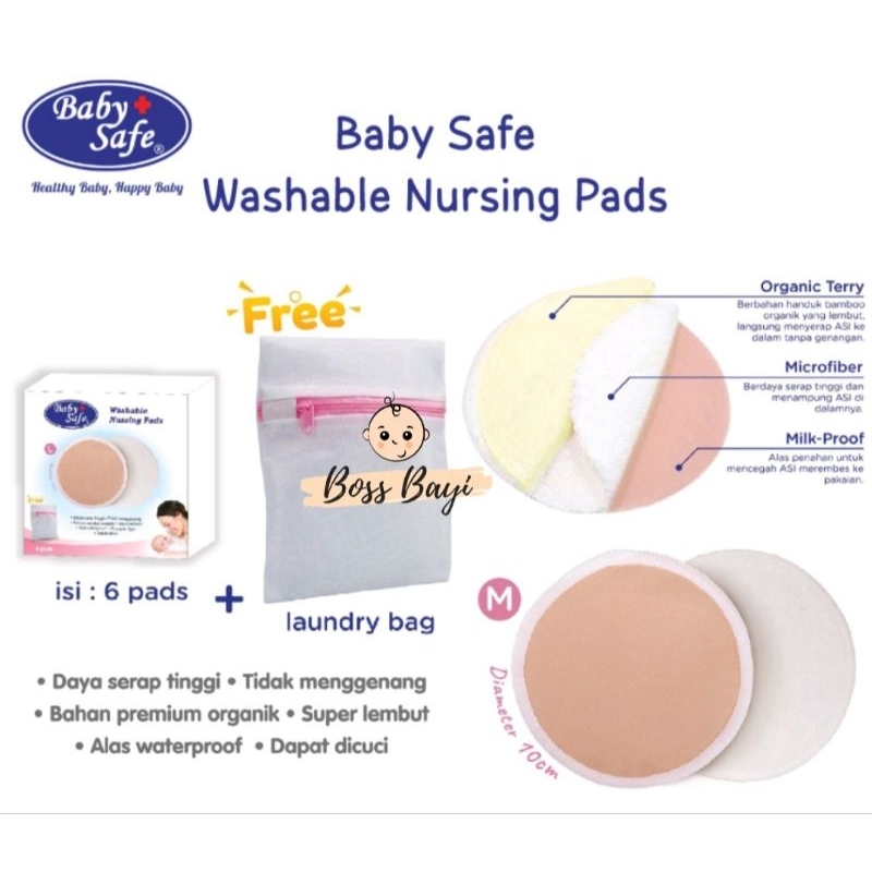 BABY SAFE - Washable Nursing Pad / Bantalan Penyerap Asi Bisa Dicuci BK010-BK012