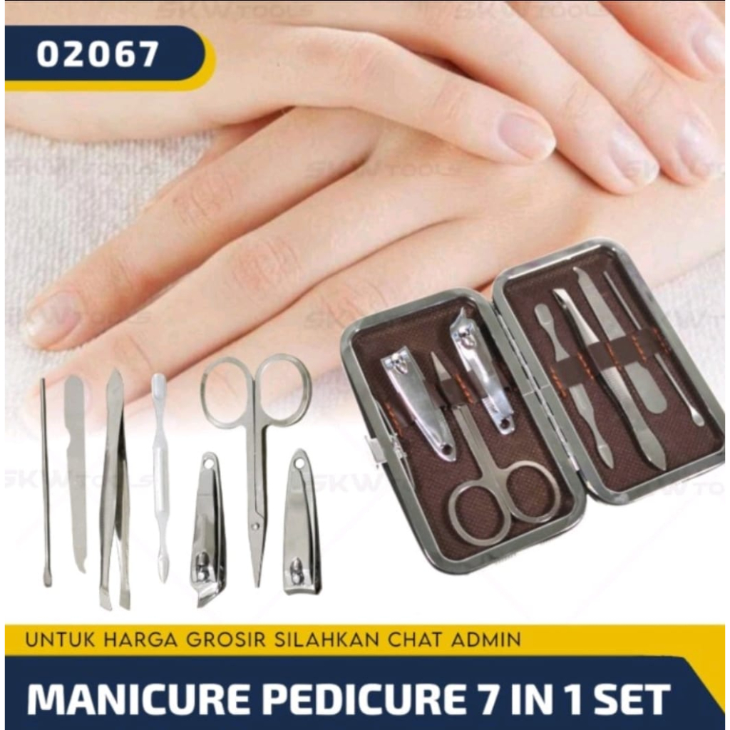 Nail Art Set 7 in 1 Perlengkapan Manicure Pedicure Gunting Kuku Meni Pedi