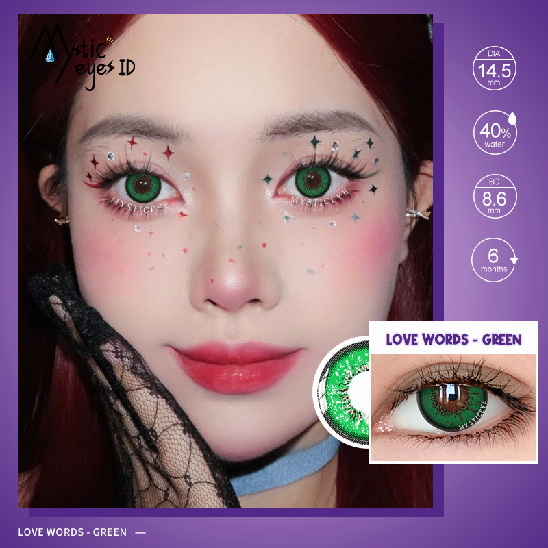 [✅COD] MYSTICEYES SOFTLENS COSPLAY CRAZY LENSA KONTAK WARNA LOVE WORDS COLOR CONTACT LENS 14.5MM (NORMAL)