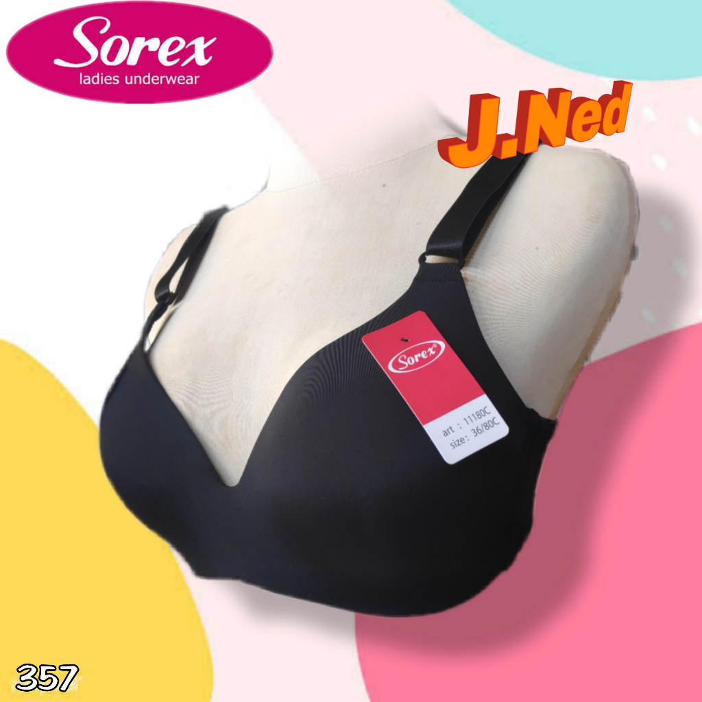 J357 BRA BUSA TANPA KAWAT CUP BESAR 36C - 42C TIGA PENGAIT  BRA  SOREX 11180C