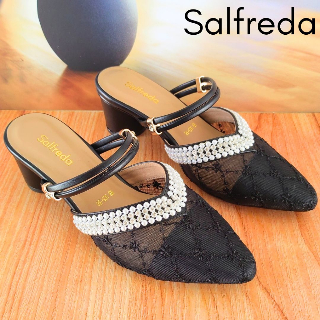 Sepatu Sandal Pesta Wanita Kondangan Elegan Terbaru Mewah Ori Import Impor Korea Brukat Hak Heels 5 cm Kaca Pernikahan Wedding Kantoran RB70005