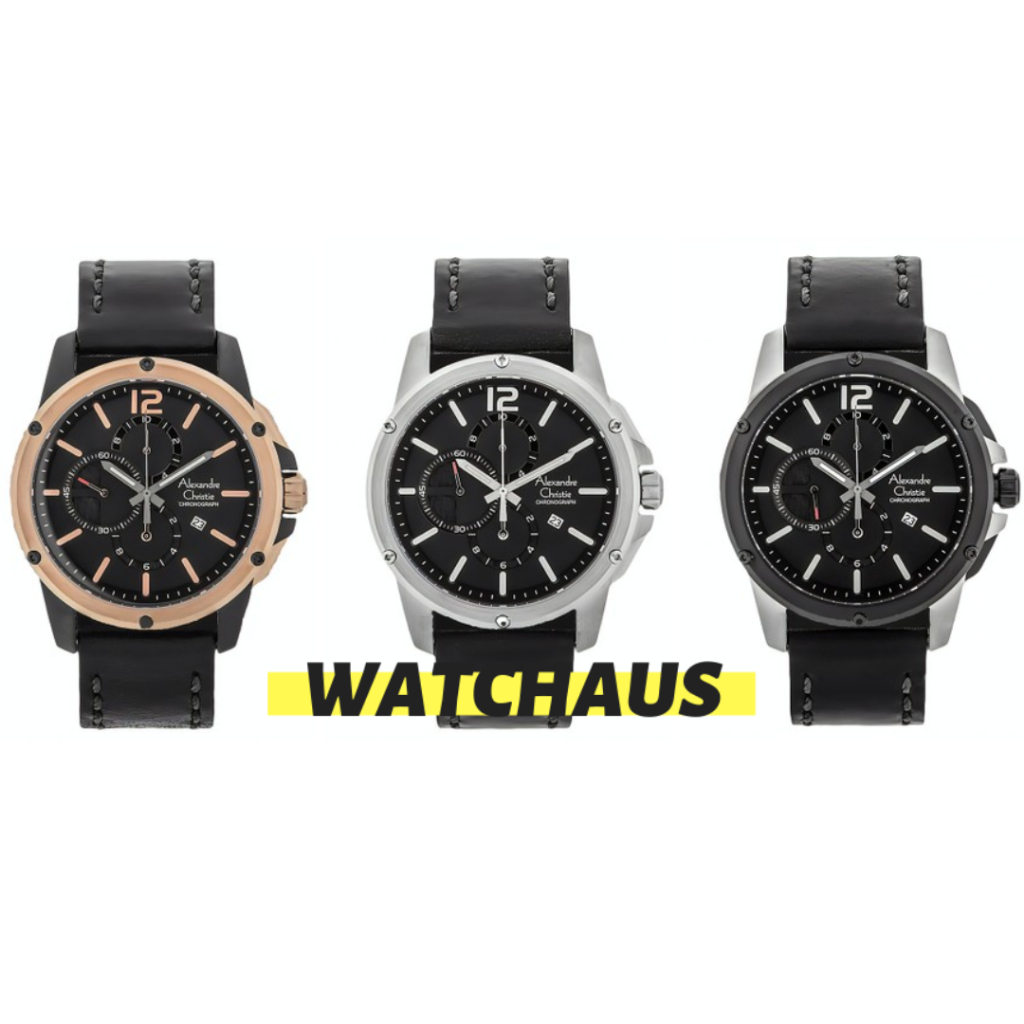 JAM TANGAN PRIA ALEXANDRE CHRISTIE AC6486 AC 6486 MCL CHRONOGRAPH LEATHER STRAP