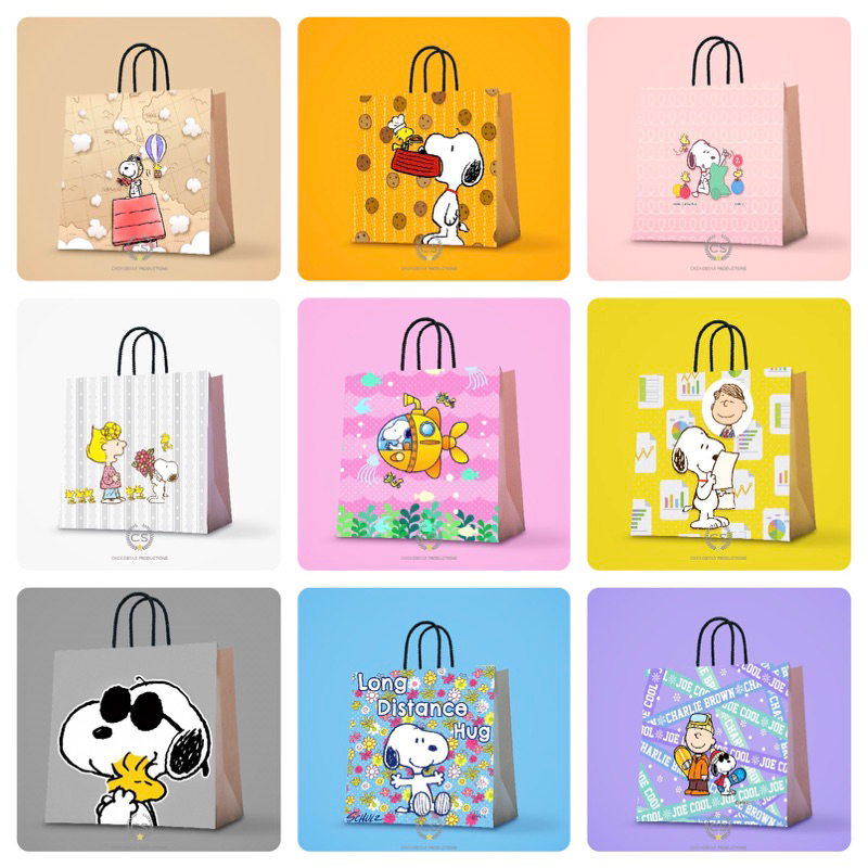 

Paperbag Custom Snoopy Goodie Bag Ulang Tahun Anak Hampers Birthday Shopping Bag Tas Kado Tas Kertas Flower Box