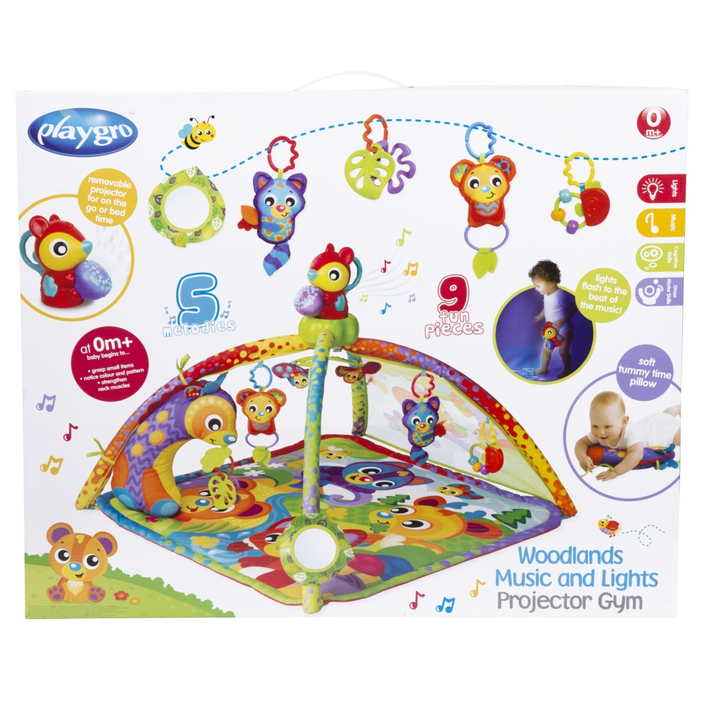[PRELOVED] Playgro Woodland Music and Light Projector Gym - Matras Bayi