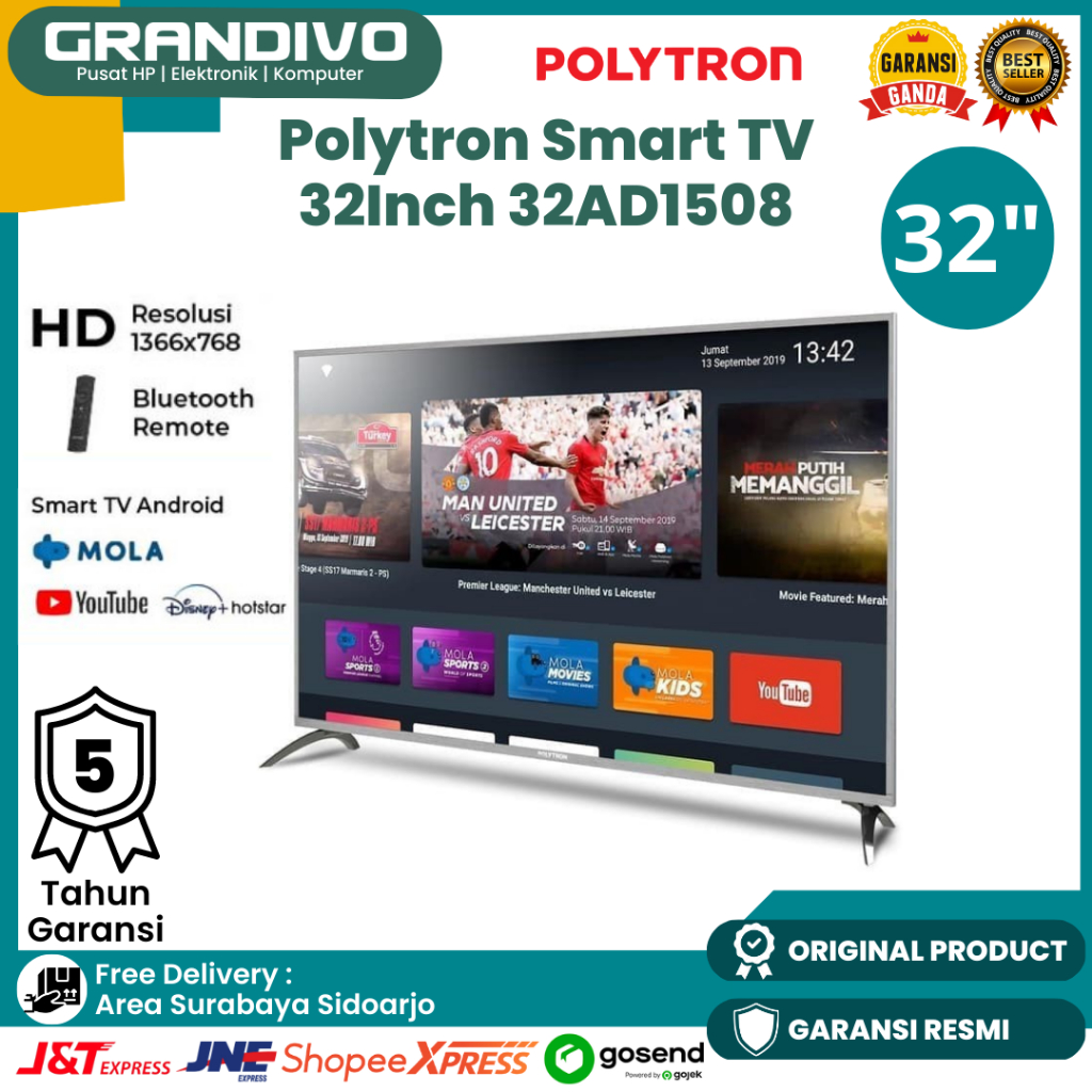 Smart TV Polytron 32 Inch 32AD1508 Polytron Smart TV Garansi Resmi Polytron - Grandivo