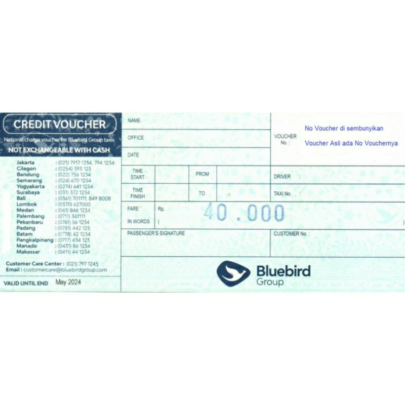 Voucher Bluebird 40k