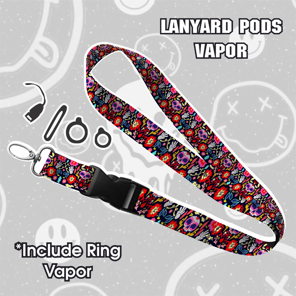 LANYARD VAPOR/PODS PREMIUM MOTIF FLORAL FREE 3 ORING DAN KAITAN HP