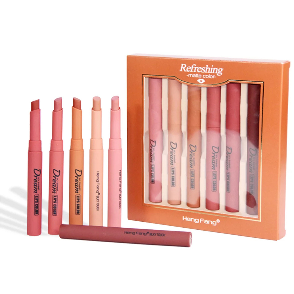 ( Dapat 6 PCS ) Lipstik Heng Fang Dream Lips Color Hengfang Refreshing Lipstick Waterproof dan Tahan Lama