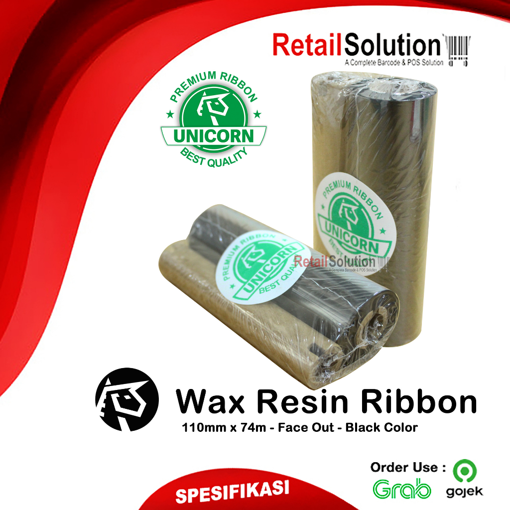 Ribbon Pita Printer Barcode - Unicorn Wax Resin 110x74M 110 x 74 M