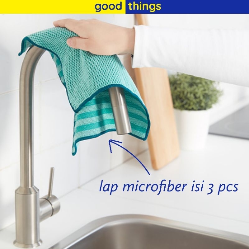 Kain Lap Microfiber Piring Meja Dapur Serbet Serbaguna Isi 3 Pcs Ikea Pepprig 28x28 cm