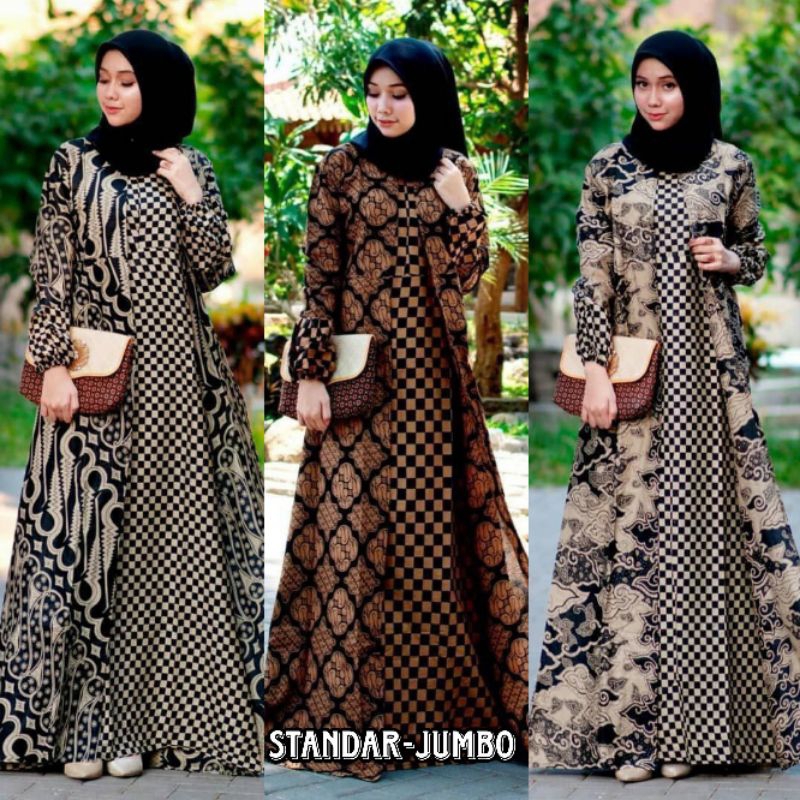 Gamis Batik Wanita Modern Model Cardi XL XXL Jumbo