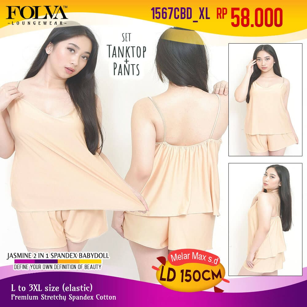 FOLVA Dress atasan wanita set celana pendek spandex 3XL big size jumbo