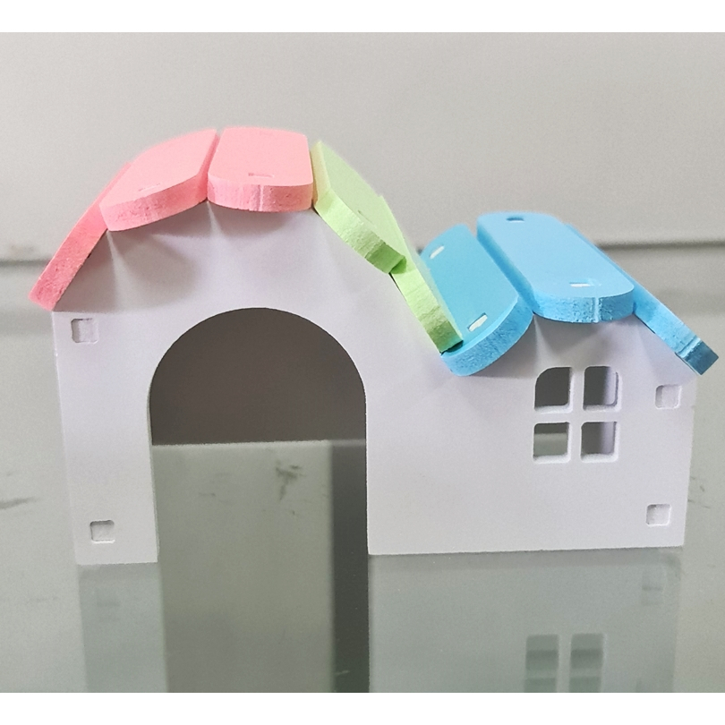 RH2,Rumah Hamster,Rumah Tempat Tidur Hamster Kayu Wooden Rainbow House