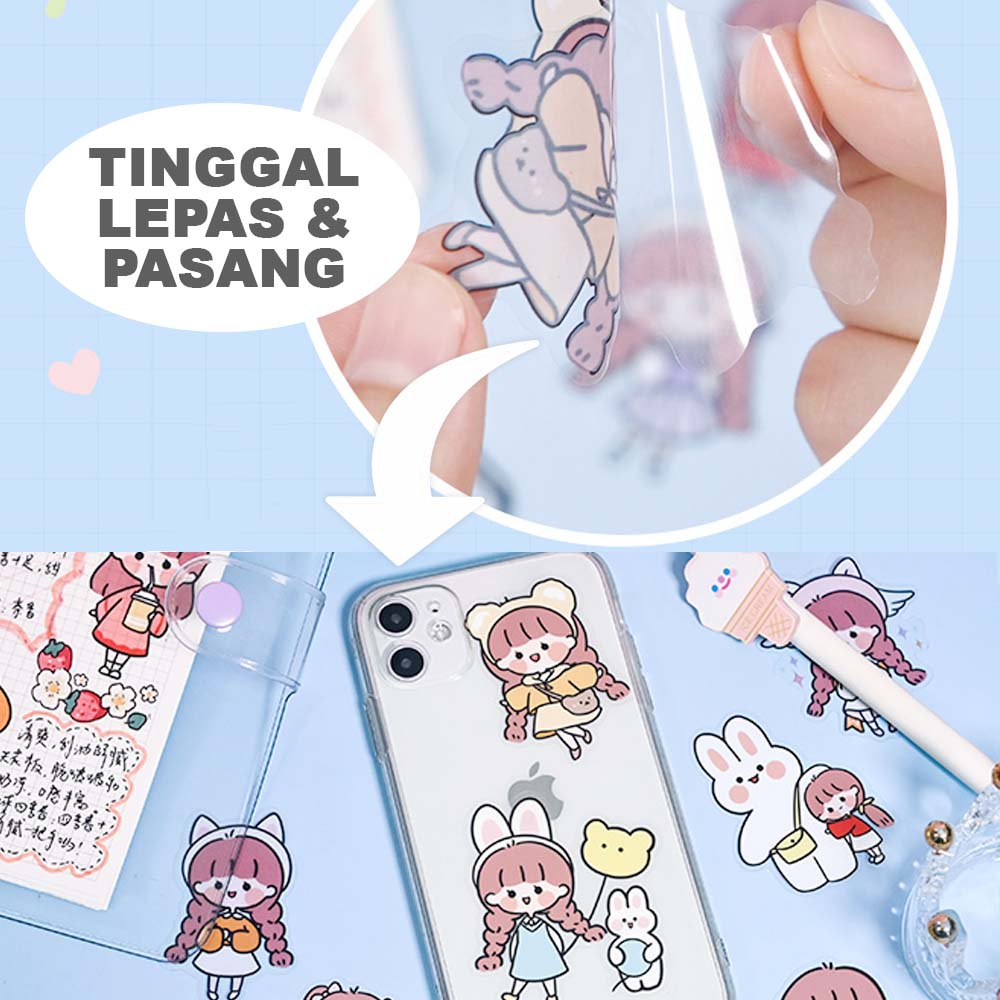 STIKER KARAKTER 100 PCS - VIRAL 1 BOX SET CUTE ESTETIK MOTIF KARTUN KOREA LUCU TRANSPARAN RANDOM