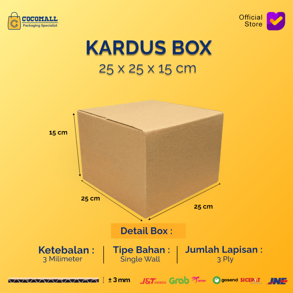 

Kardus Karton Box 25x25x15 CM Kotak Dus Packing Polos