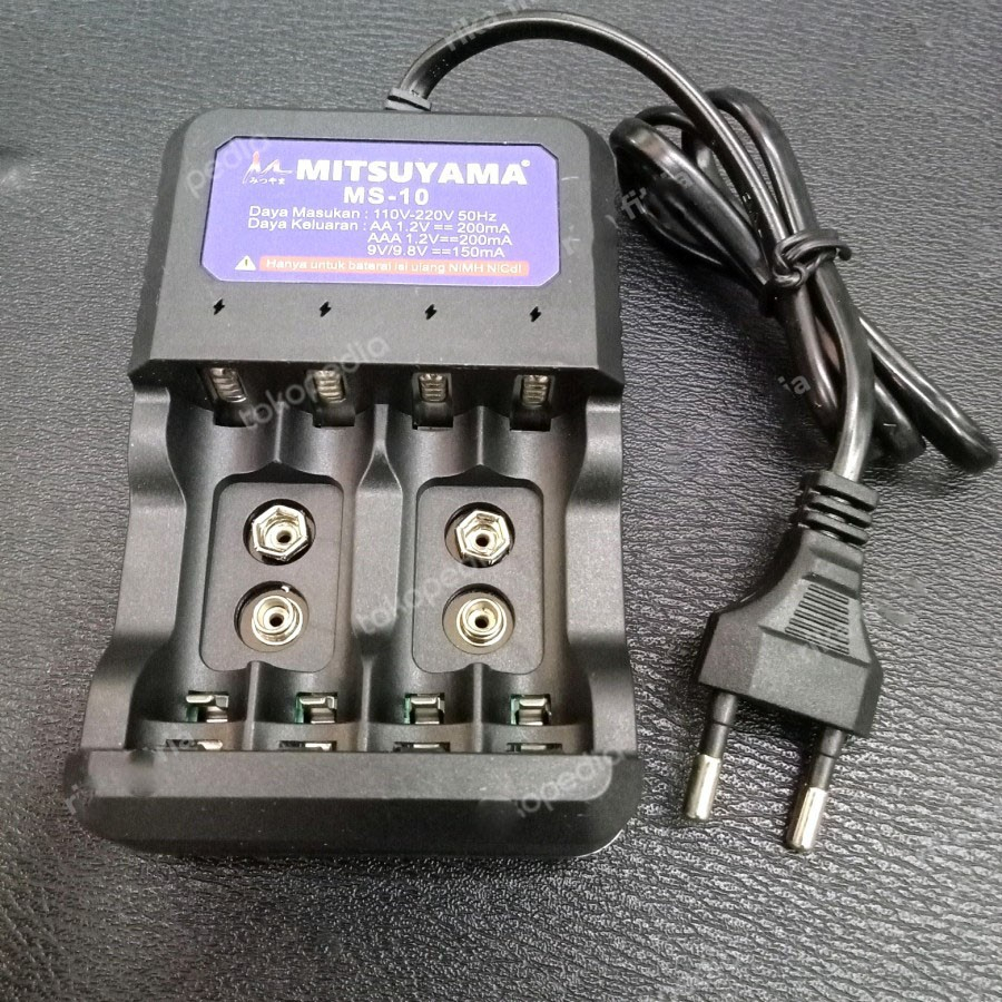 Alat Cas Charger Baterai AA AAA 9V 4+2Slot Mitsuyama MS-10 Multifungsi