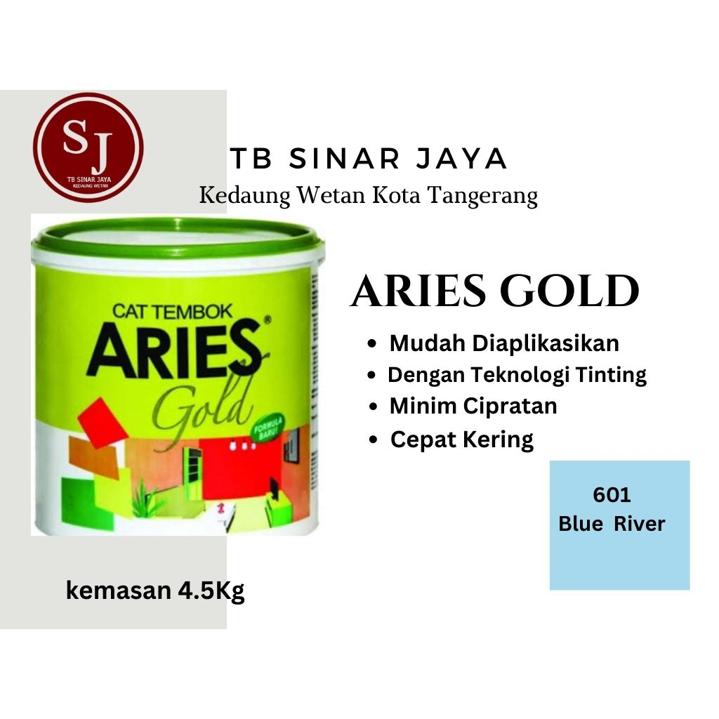 Aries Gold Galon 4.5Kg Cat Tembok Dinding Plafon Interior - 601 Blue River