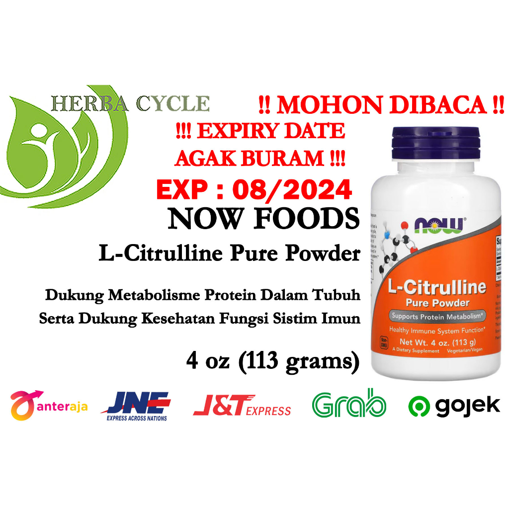 Now Food L Citrulline Pure Powder (113 g) Metabolisme Protein ORI USA NOW