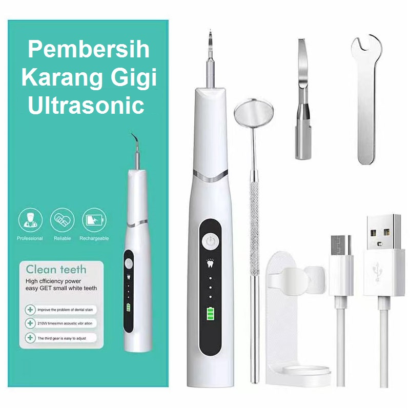 Alat Pembersih Karang Gigi Dental Scaling Sonic Elektrik 1 Set 3 Modes Perawatan Dan Pembersih Karang Gigi Dental Remover With Light