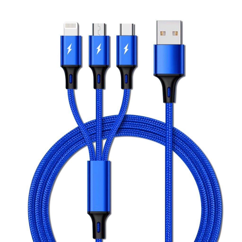 VIBOX 6A Kabel Data usb 3in1 Primary Colors Micro+Lightning+Type-C 1.2M 120CM Fast Charging 120w by.sultan