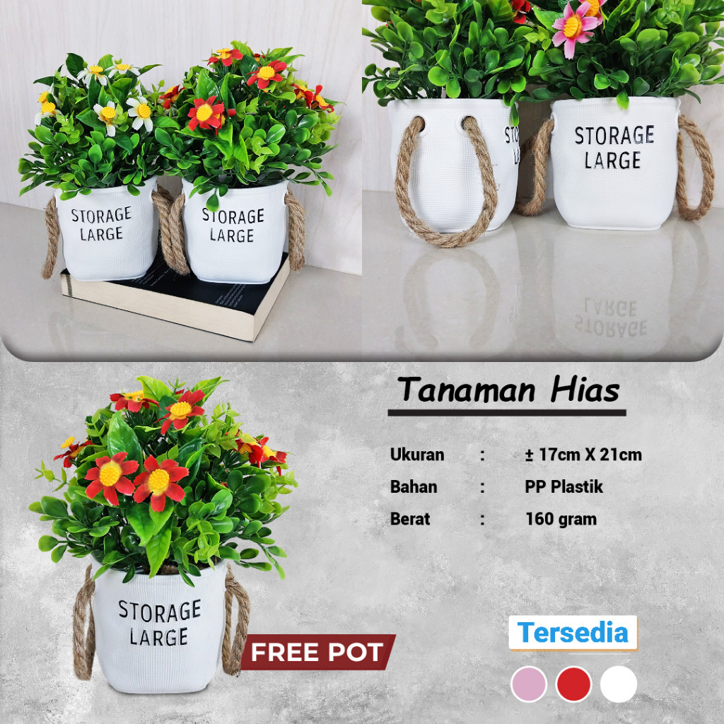 Tanaman Bunga Plastik Tanaman Hias Bonsai Pot Bunga Palsu Ornamen Pajangan Dekorasi Rumah Artificial Flower Satu7an PBP165