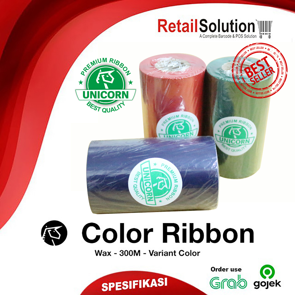 Ribbon Wax Warna 1 Inch - Unicorn 110x300M / 110 x 300 M / 110x300 M