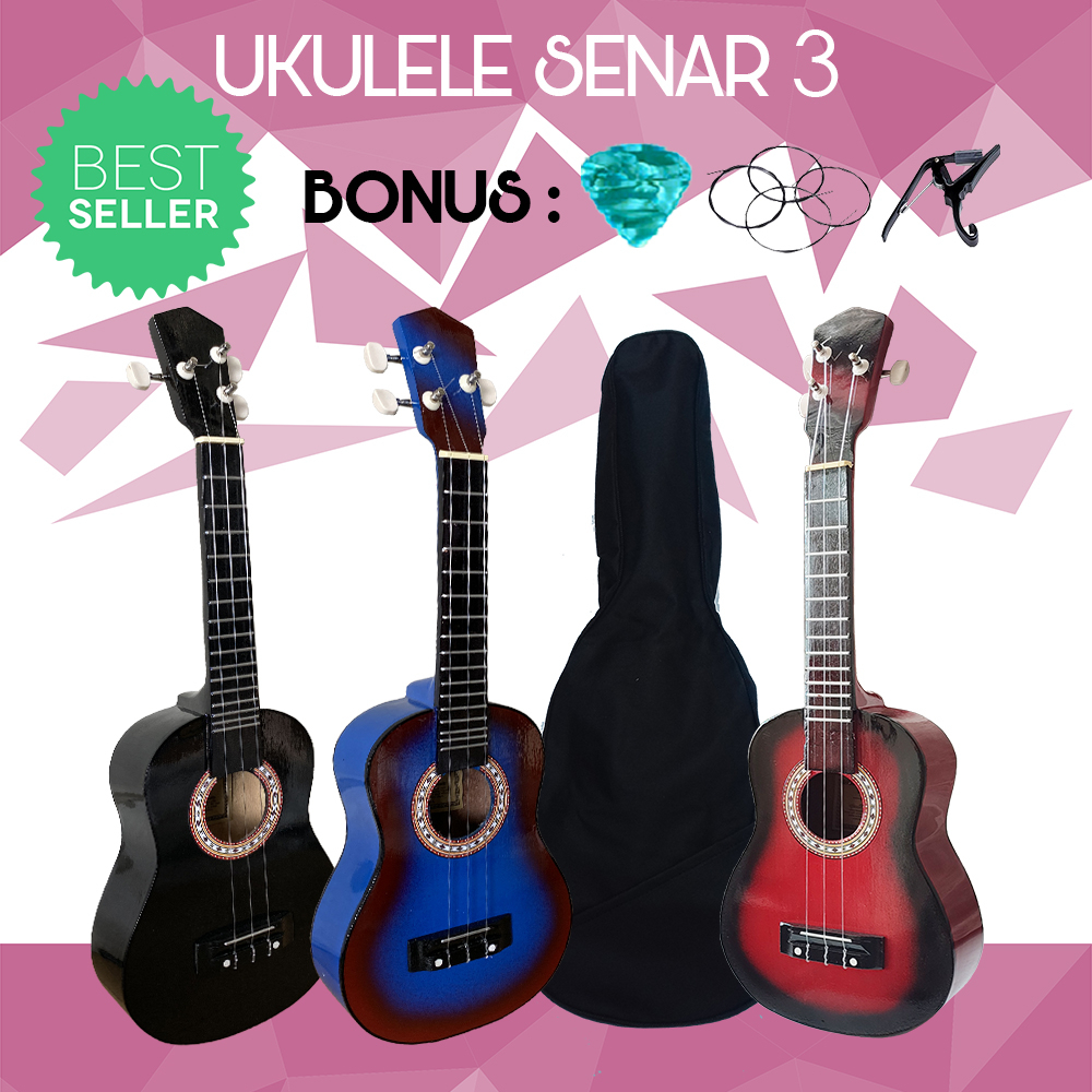 Ukulele Soprano Senar 3 Bahan Kayu