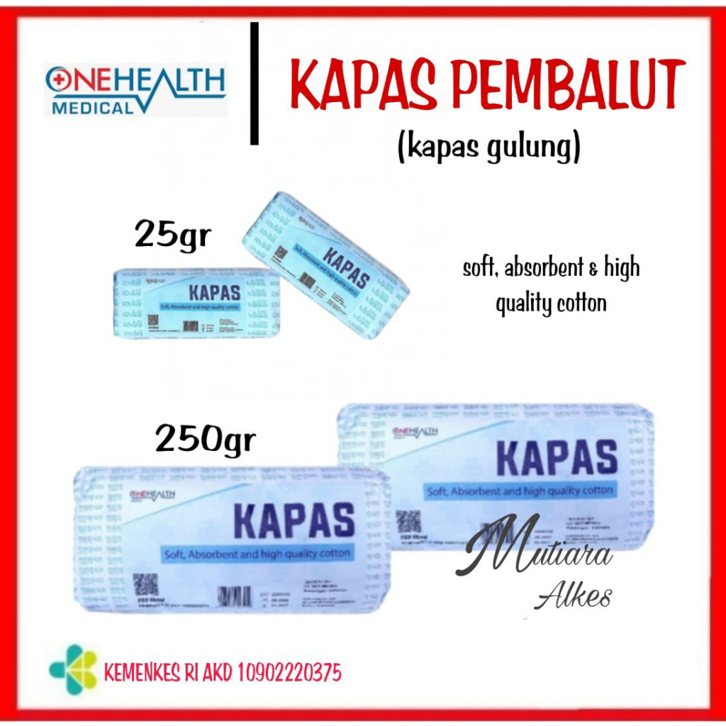 ONEHEALTH Kapas Putih Pembalut Medis 250gram / Kapas Gulung 250 Gr