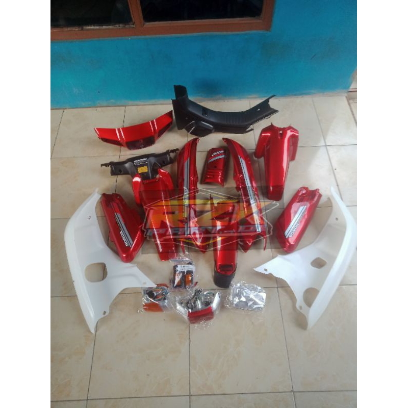 Cover bodi full set honda grand bulus  jialing warna merah marun