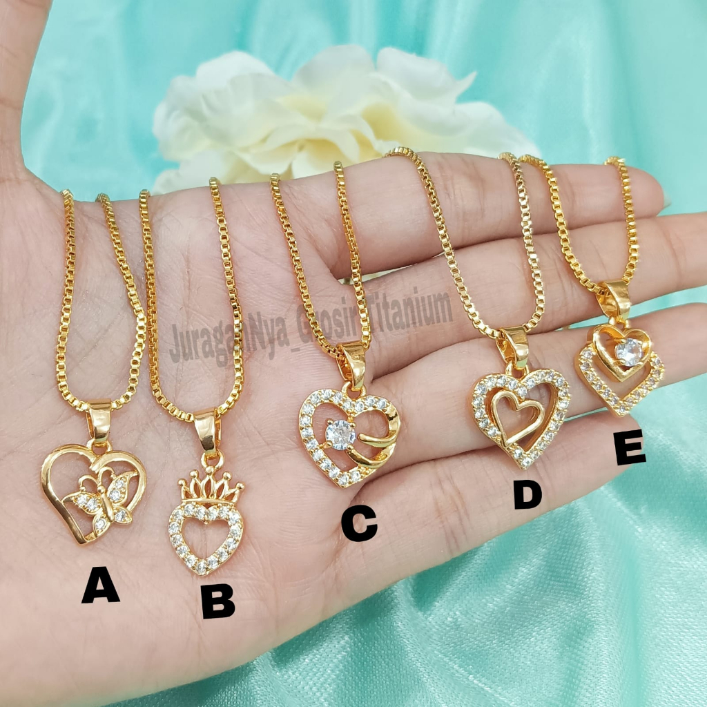 KALUNG WANITA  DEWASA LOVE ZIRCON FASHION ANTI KARAT DAN ANTI LUNTUR