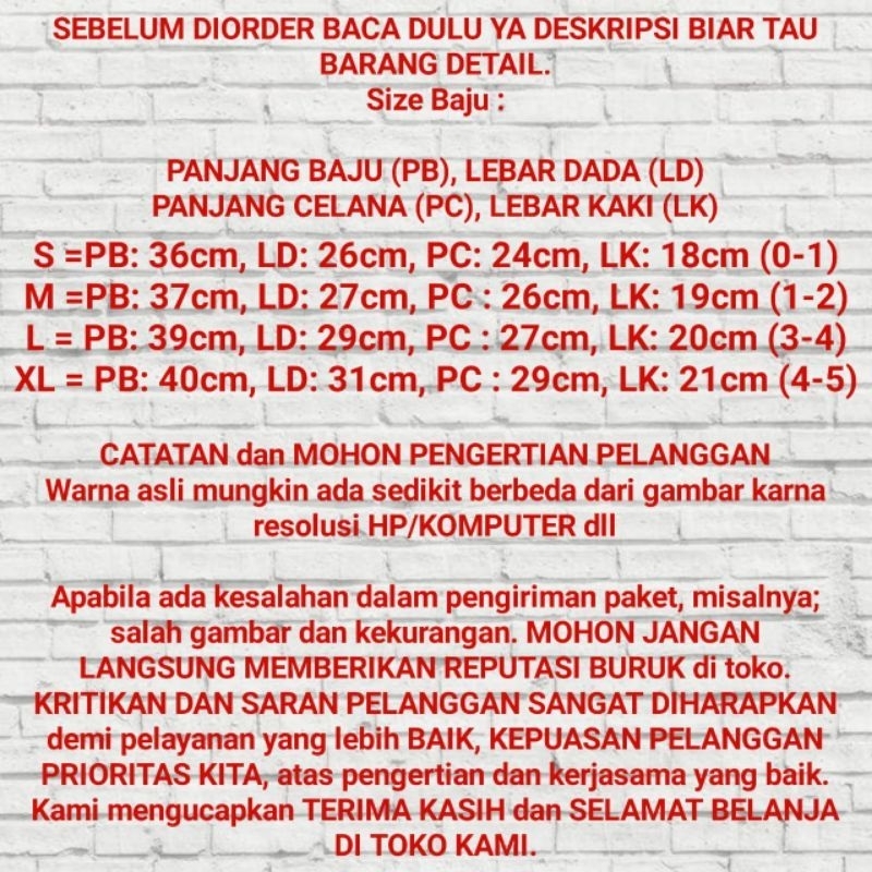 SETELAN ANAK ANAK/SETELAN ANAK ANAK PREMIUM/SET ANAK UMUR 0-5 TAHUN