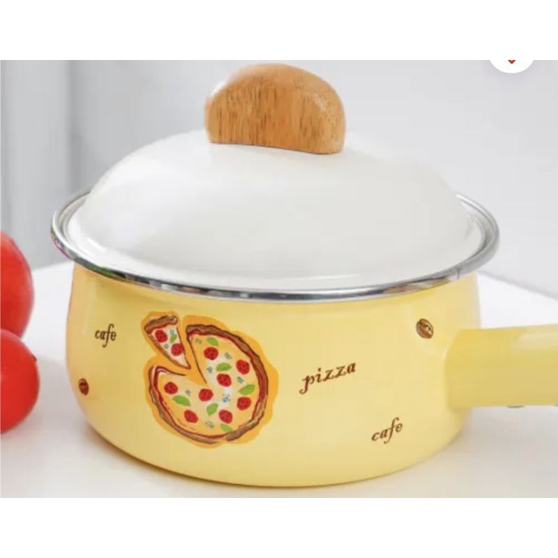 KRIS Panci Saucepan/Panci Enamel/Panci Belly Leafy 16cm - Kuning